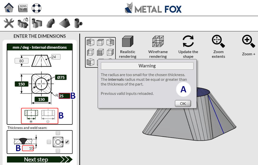 Control system of MetalFox, the software for sheet metal workers and pipefitters.