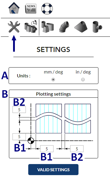 Settings of MetalFox, the software for sheet metal workers and pipefitters.